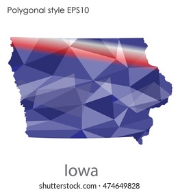 Iowa state map in geometric polygonal style.Abstract gems triangle,modern design background. Vector illustration EPS10