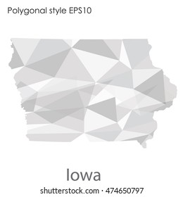 Iowa state map in geometric polygonal style.Abstract gems triangle,modern design background. Vector illustration EPS10