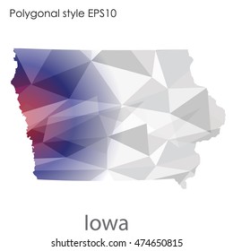 Iowa state map in geometric polygonal style.Abstract gems triangle,modern design background. Vector illustration EPS10
