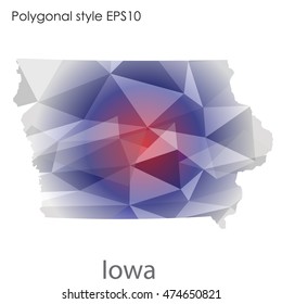 Iowa state map in geometric polygonal style.Abstract gems triangle,modern design background. Vector illustration EPS10