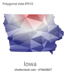 Iowa state map in geometric polygonal style.Abstract gems triangle,modern design background. Vector illustration EPS10
