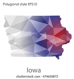 Iowa state map in geometric polygonal style.Abstract gems triangle,modern design background. Vector illustration EPS10