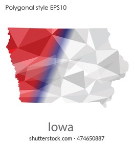 Iowa state map in geometric polygonal style.Abstract gems triangle,modern design background. Vector illustration EPS10