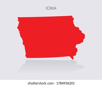 Iowa State Map Outline isolated for infographics and news media. Republican red for political elections in the United States of America.