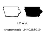 Iowa state map silhouette vector set
