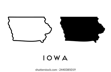 Iowa state map silhouette vector set