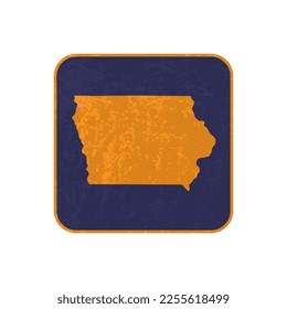 Mapa cuadrado de estado Iowa con textura gruesa. Ilustración vectorial.