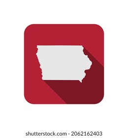 Iowa state square map with long shadow