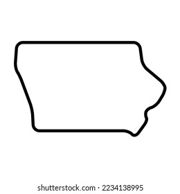 Iowa state of United States of America, USA. Simplified thick black outline map with rounded corners. Simple flat vector illustration