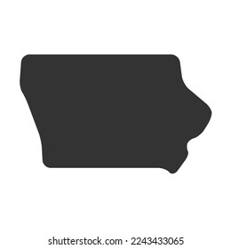 Iowa state of United States of America, USA. Simplified thick black silhouette map with rounded corners. Simple flat vector illustration