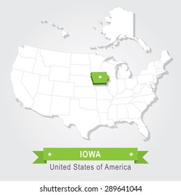 Iowa state. USA administrative map.