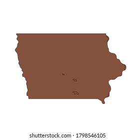 Iowa State USA Umrisskarte Vektorgrafik mit Grenzlinie. Rote Farbe. Einzeln auf weißem Hintergrund 