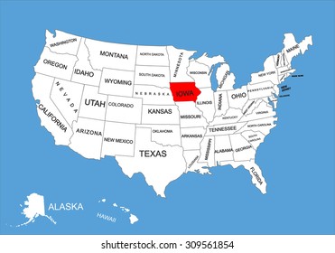 Iowa On Usa Map Iowa State Usa Vector Map Isolated Stock Vector (Royalty Free) 309561854 |  Shutterstock