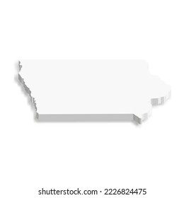 Iowa, state of USA - white vector 3D map of country area.