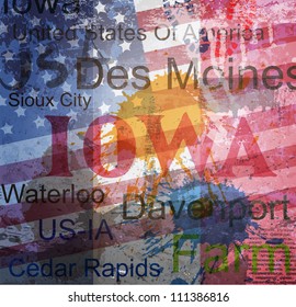 Iowa State. Word Grunge collage on background.