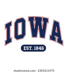 Iowa typography design vector, usa state shirt design vector. Jersey design vector, T-shirt design for usa 