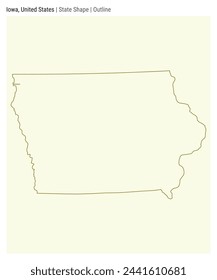 Iowa, United States. Simple vector map. State shape. Outline style. Border of Iowa. Vector illustration.