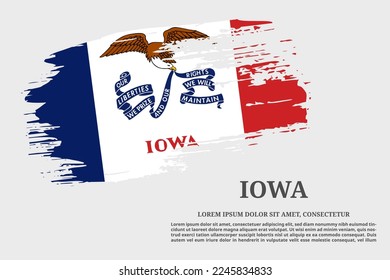 Iowa US flag grunge brush and text poster, vector