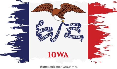 Iowa US flag grunge brush color image, vector