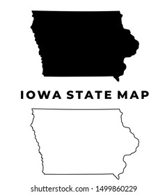 Iowa US State Map Silhouette and Outline isolated vector on white background