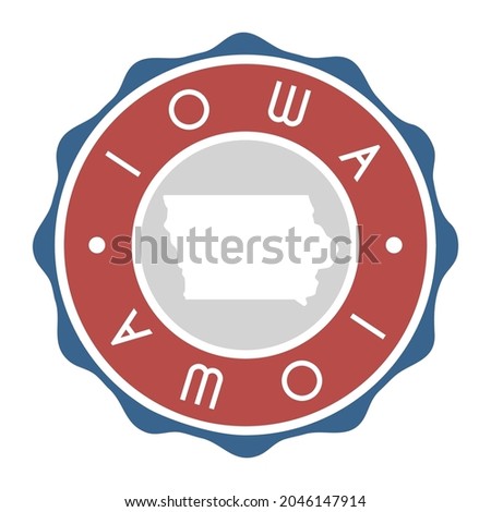 Iowa, USA Badge Map Vector Seal Vector Sign. National Symbol Country Stamp Design Icon Label. 