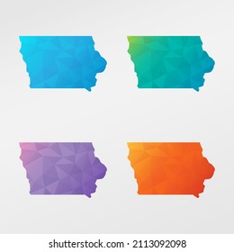 Iowa, EE.UU. bajo diseño de imágenes prediseñadas de mapa de polillas. Ícono nacional gráfico de polígono geométrico. Símbolo de ilustración vectorial.