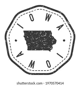 Iowa, USA Map Stamp Retro Postmark. Silhouette Postal Passport. Seal Round Vector Icon. Badge Vintage Postage Design