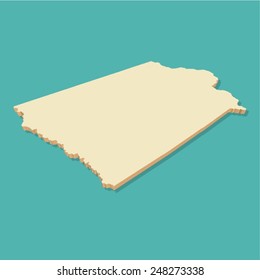 Iowa USA Map Three Dimensional Vector