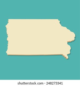 Iowa USA Map Three Dimensional Vector