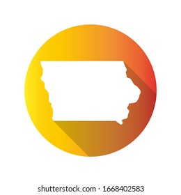 Iowa, USA Symbol Map Icon Round. Flat Vector Art Design with Shadow. Gradient Color Banner.