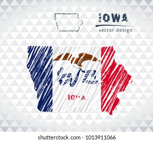 Iowa vector chalk drawing map isolated on a white background
