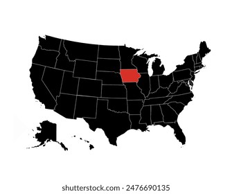 Iowa vector map. High detailed illustration. United state of America country.