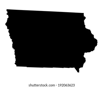 Iowa vector map silhouette illustration isolated on white background. High detailed silhouette illustration. United state of America country.