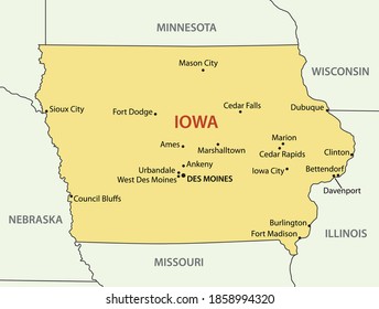 Iowa - vector map of USA state