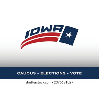 IOWA Vibrant American Election Logo Lettering in Red, White, and Blue