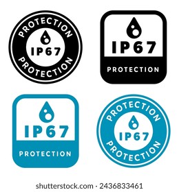 IP 67 protection. Water and dust resistance labels.