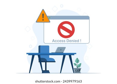 IP address concept, 404 error page, access denied, account block, little person confused with access denied. Illustration for websites, landing pages, mobile apps, posters and banners.