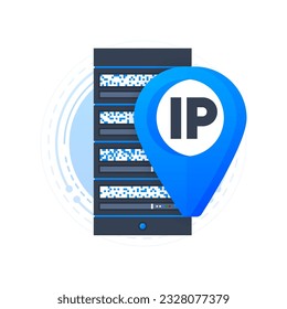 IP Address and Data and Networks. Internet Protocol. Technological concept. Vector illustration.