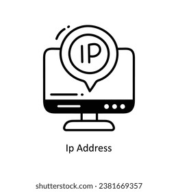 Ip Address doodle Icon Design illustration. Networking Symbol on White background EPS 10 File