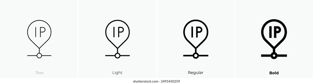 IP-Adresse-Symbol. Dünnes, leichtes Regular- und Bold-Design isoliert auf weißem Hintergrund