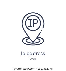 Ip Address Point Locator Icon From Technology Outline Collection. Thin Line Ip Address Point Locator Icon Isolated On White Background.