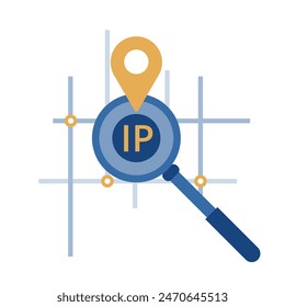 IP Adresse Point Locator, Online-Datenschutz und Anonymität. Vektorillustration-Symbolelement für Webdesign und App.