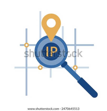 Ip address point locator, online privacy and anonymity. Vector illustration symbol element for web design and apps.