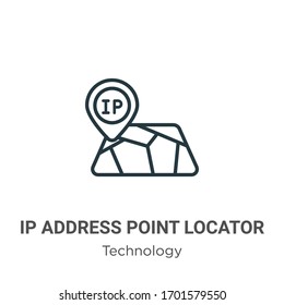 Ip icono vectorial de contorno de localizador de puntos de dirección. Icono de localizador de punto de dirección IP negro de línea delgada, ilustración de elemento simple vector plano del concepto de tecnología editable trazo aislado en blanco 