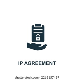 IP agreement icon. Monochrome simple sign from intellectual property collection. IP agreement icon for logo, templates, web design and infographics.