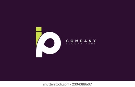 Letras de alfabeto IP Iniciales logotipo de monograma PI, I y P