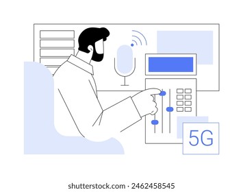 IP broadcasting isolated cartoon vector illustrations. Man deals with IP broadcasting, modern 5G technology connection, computer networking, getting access to Internet vector cartoon.