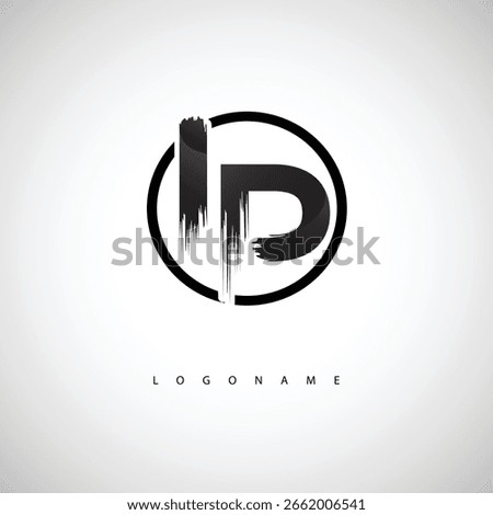 IP Brush Stroke Logo – Modern Artistic Symbol with Ink Texture for Creative Branding and Visual Identity Design