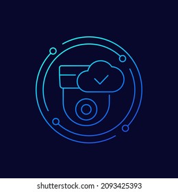 ip camera and a cloud line icon, vector