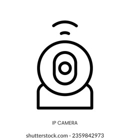 icono de la cámara ip. Diseño De Estilo De Arte De Línea Aislado En Fondo Blanco